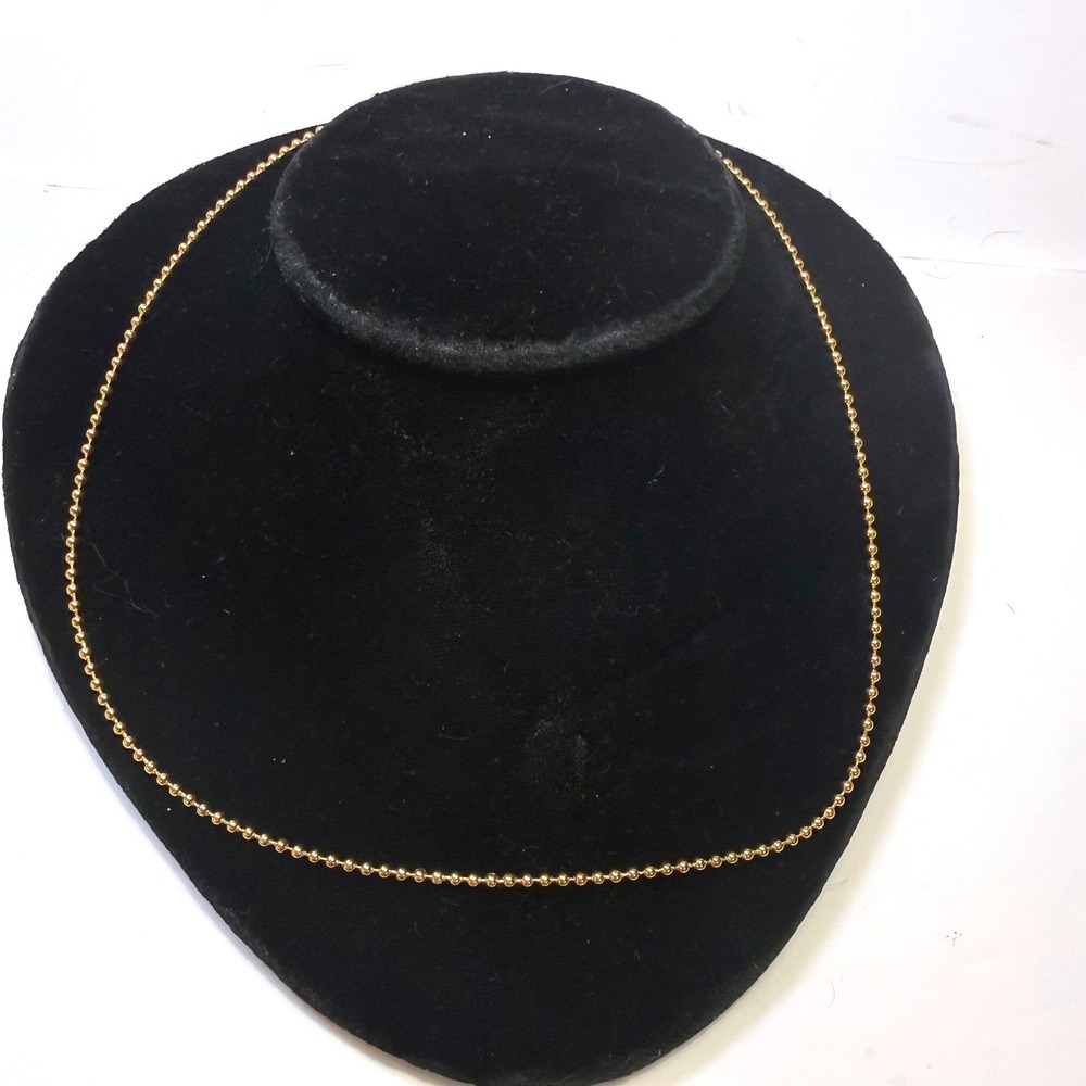 925 Sterling Silver Gold Plated Ball Bead Chain Necklace 18 Inch Unisex Classic